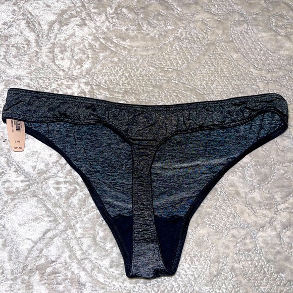 Vintage‎ Victoria Secret Grey Nylon Thong- NWT Size L - Picture 1 of 3